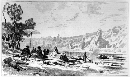 George Sand beim Mittagessen am Ufer der Creuse, ca. 1860